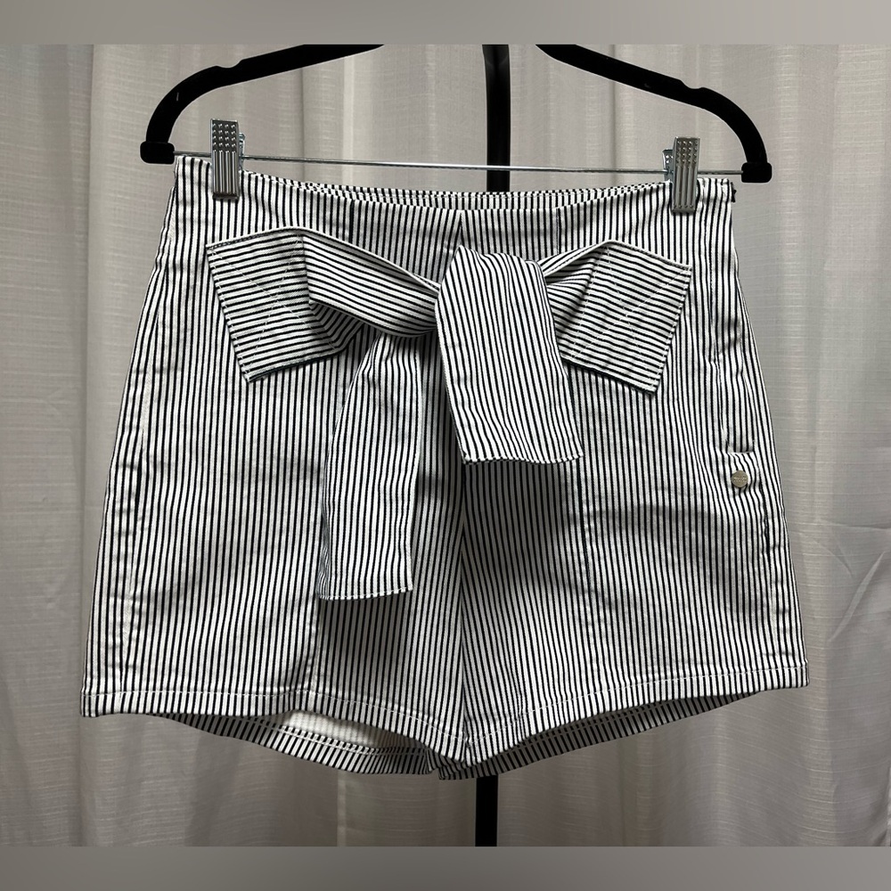 Scotch & Soda Black & White Striped High Rise Tie Front Shorts NWT | size 29